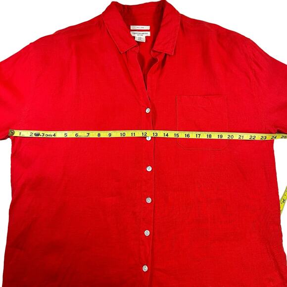 Christian Siriano Linen Shirt Women Medium Bright Red Oversized Minimalist Tunic - Picture 16 of 16